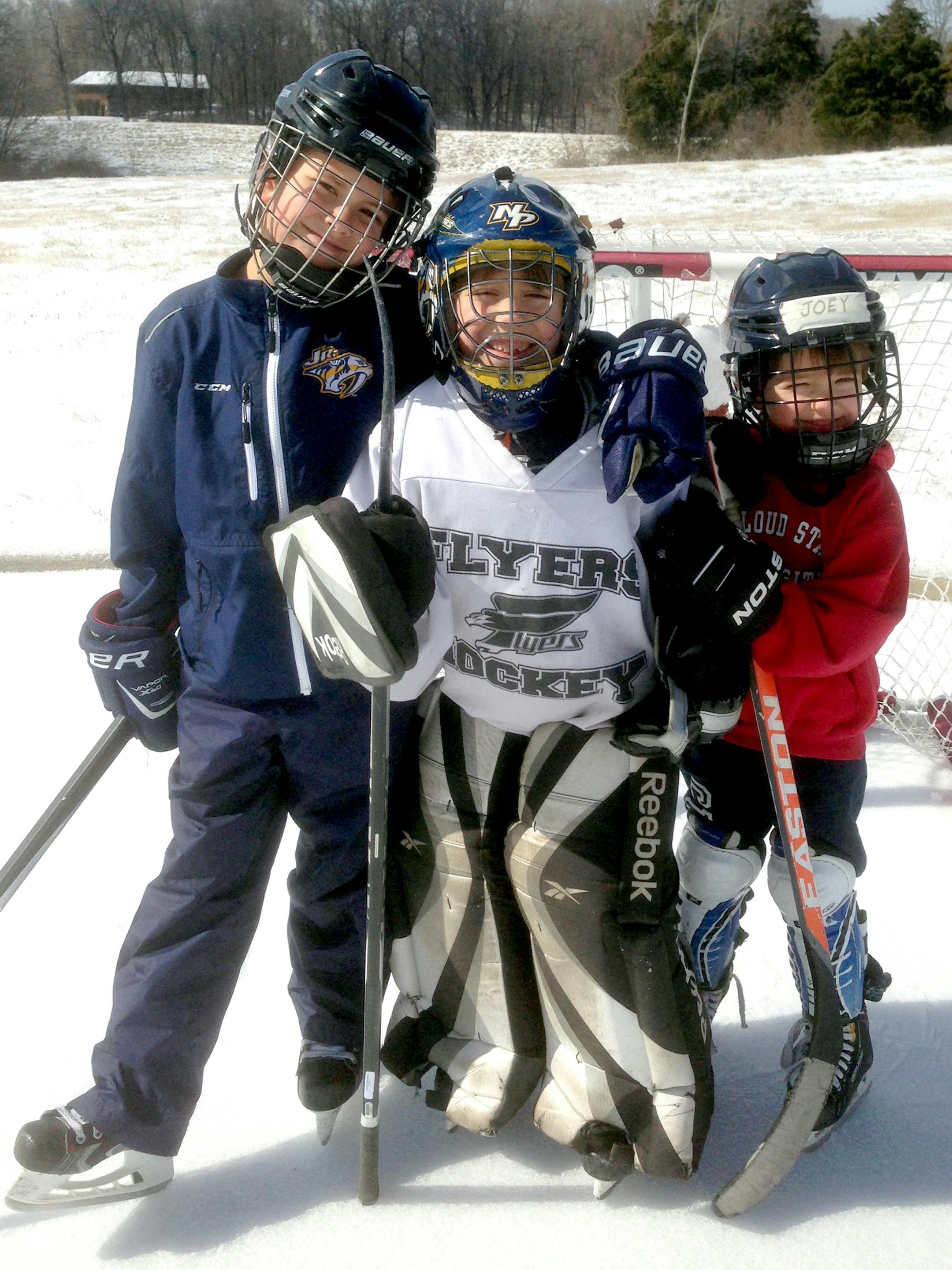 Matt Cullen's sons Brooks, Wyatt and Joey played outside in Nashville. Photo courtesy of Matt Cullen.