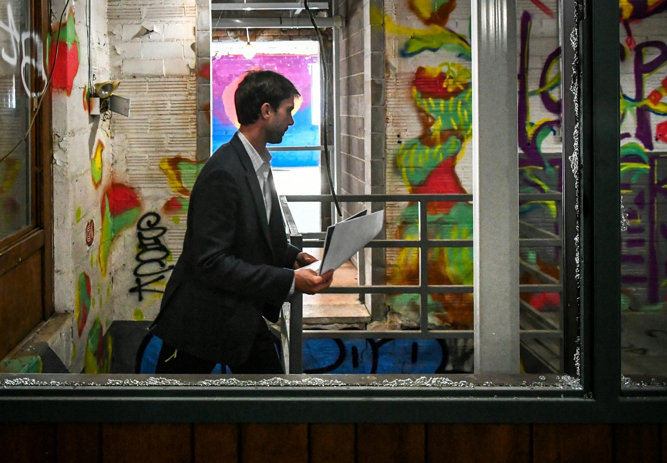 Plans for the long vacant Leef cleaning complex include housing and office space. Developer David Wellington said graffiti will likely remain depending on the office clients.