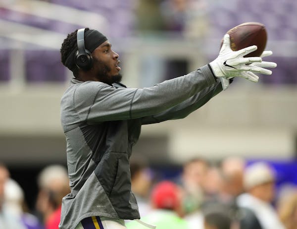 The Vikings' Laquon Treadwell warmed up early before last month's game against the Packers.