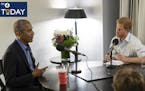 In this undated BBC handout photo made available on Wednesday, Dec. 27, 2017, former President of the United States Barack Obama, left is interviewed 