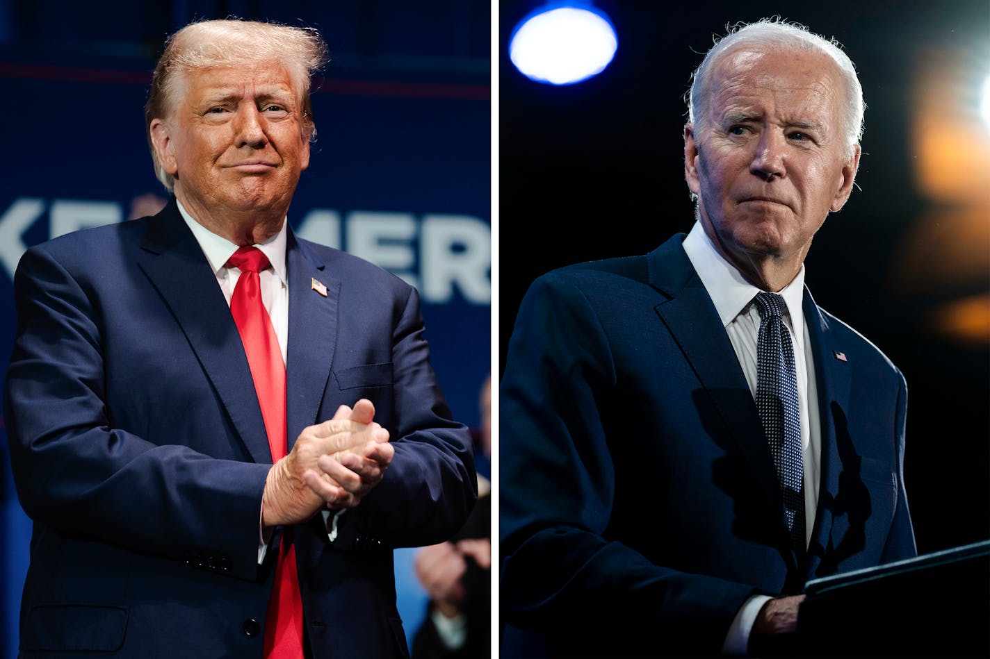 Headshots of former President Donald Trump and President Joe Biden.