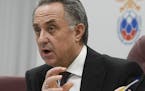 Vitaly Mutko, Russian Federation Deputy Prime Minister and Russia 2018 WCup Local Organising Committee Chairman, speaks to the media during a news con