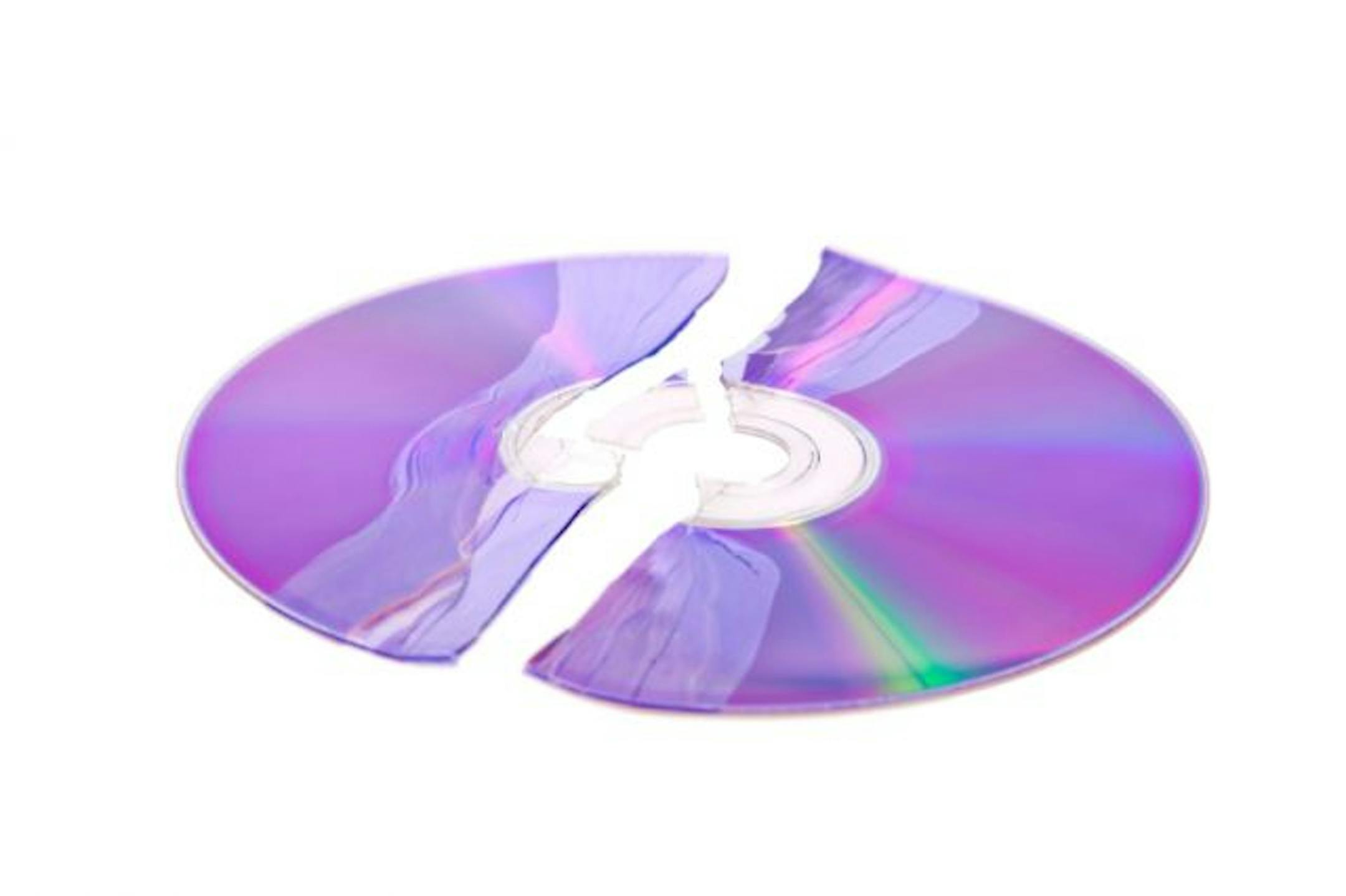 Shattered DVD / CD isolated on a white background