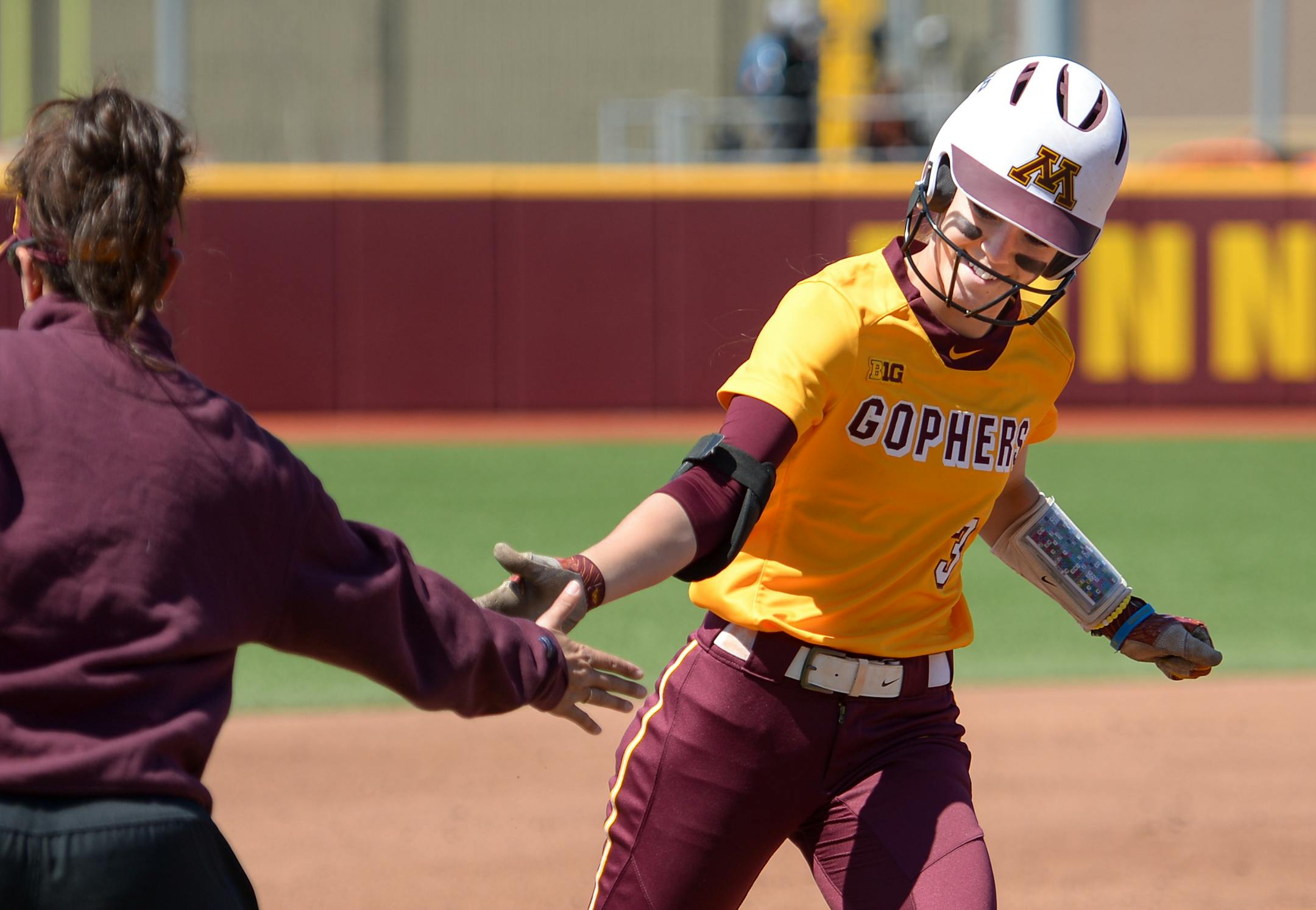 Gophers second baseman MaKenna Partain (shown in a April 2018 game against Wisconsin) went 6-for-7 in 7-1 and 9-5 victories over Michigan State on Sunday, with three doubles, a triple and a home run.