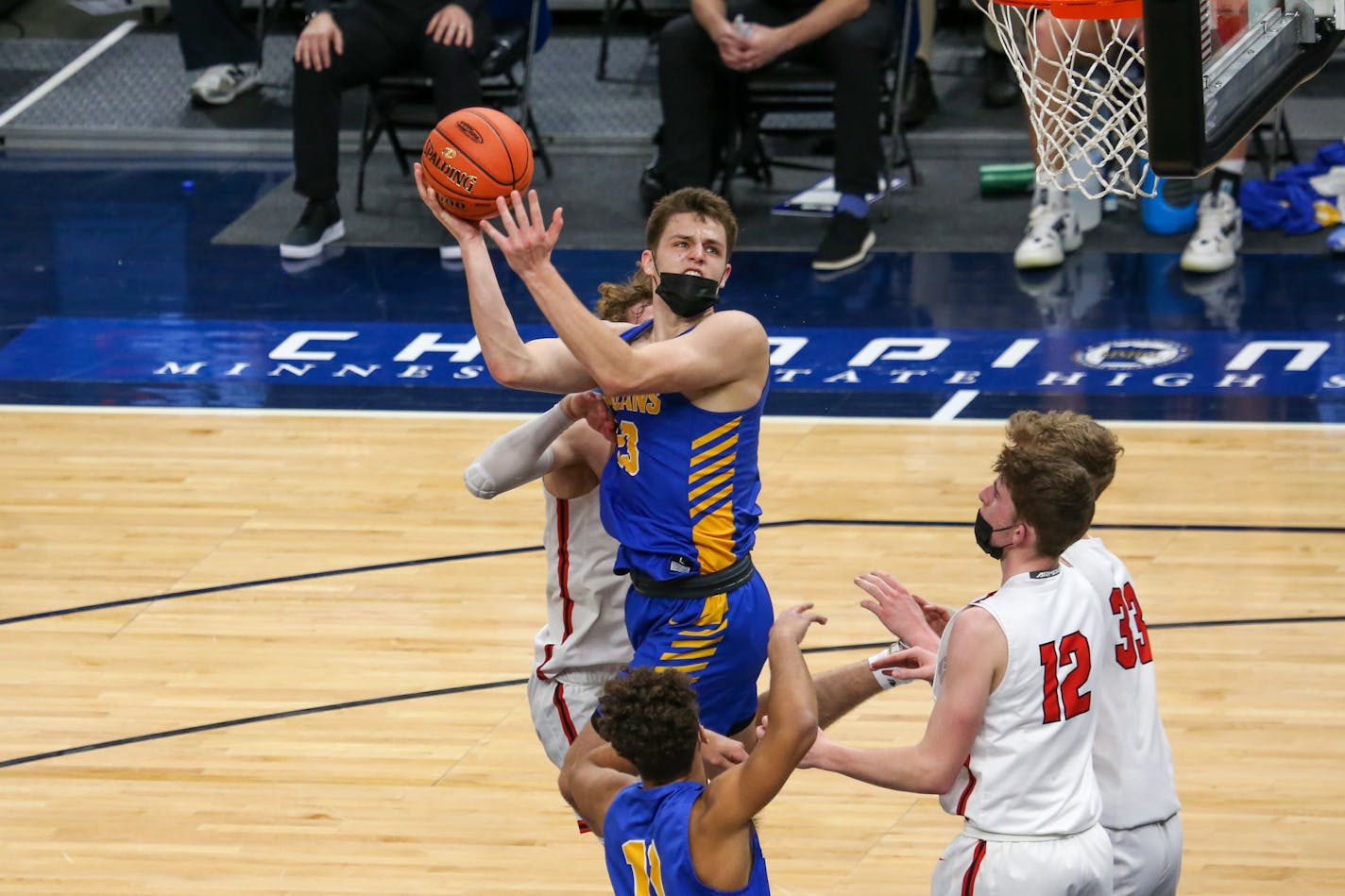 Wayzata's Camden Heide (23) gets an open shot near the basket against Shakopee on Thursday. Heide finished with 15 points in the Trojans' 72-43 Class 4A semifinal victory over the Sabers at Target Center. Photo by Jeff Lawler, SportsEngine