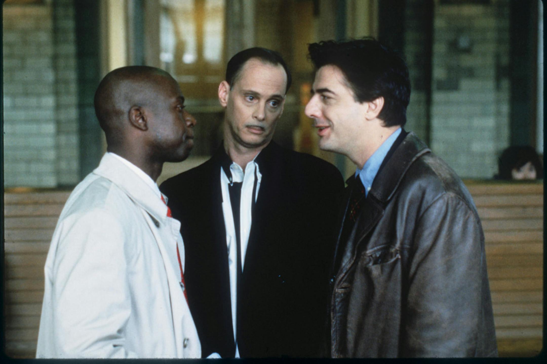 Andre Braugher, John Waters and Chris Noth in "Homicide: Life on the Street."