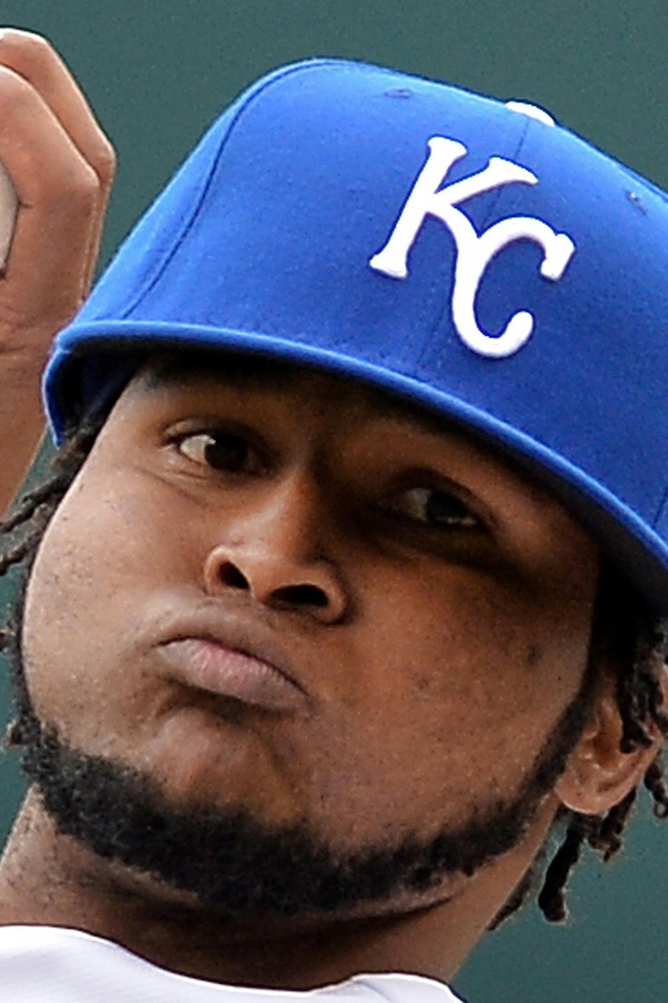 Kansas City Royals starter Ervin Santana (54) throws in the third inning against the Minnesota Twins Monday, April 8, 2013, at Kauffman Stadium in Kansas City, Missouri. (John Sleezer/Kansas City Star/MCT)