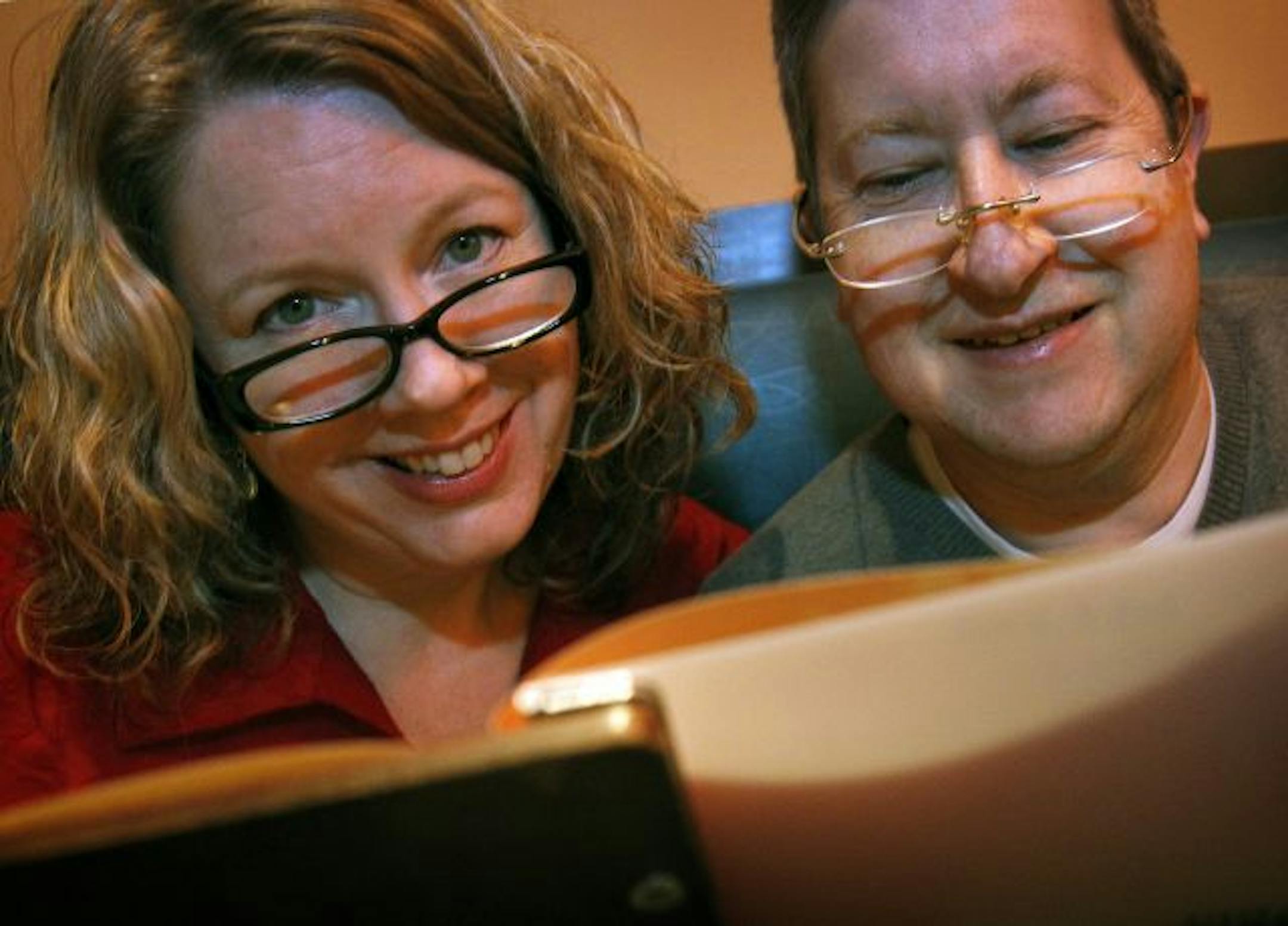Between them, Liz and Todd Stroessner of Hopkins usually remember to bring along at least one pair of "cheaters" for difficult-to-decipher menus when they eat out.