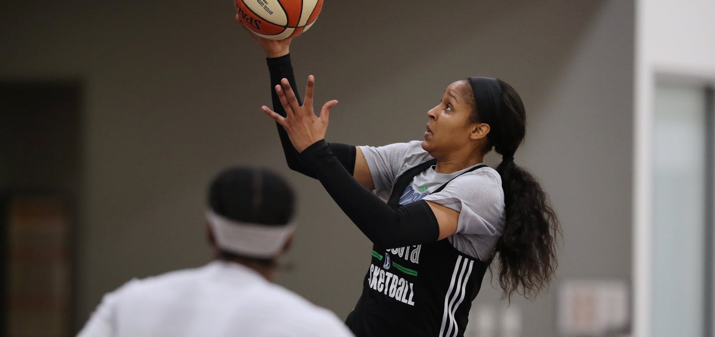 Minnesota Lynx forward Maya Moore (23) drove to the basket during Lynx practice at Mayo Clinic Square Thursday September 7,2017 in Minneapolis , MN. ] JERRY HOLT &#xef; jerry.holt@startribune.com