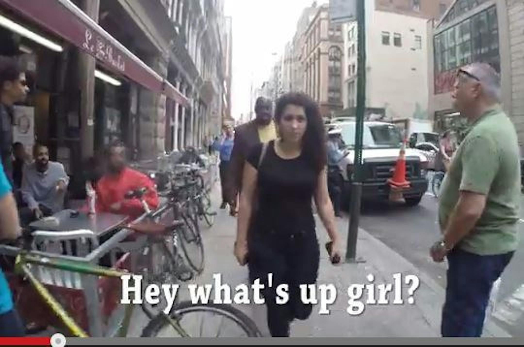 Actress Shoshana Roberts was repeatedly harassed while silently walking around NYC neighborhoods, as a video shows.
