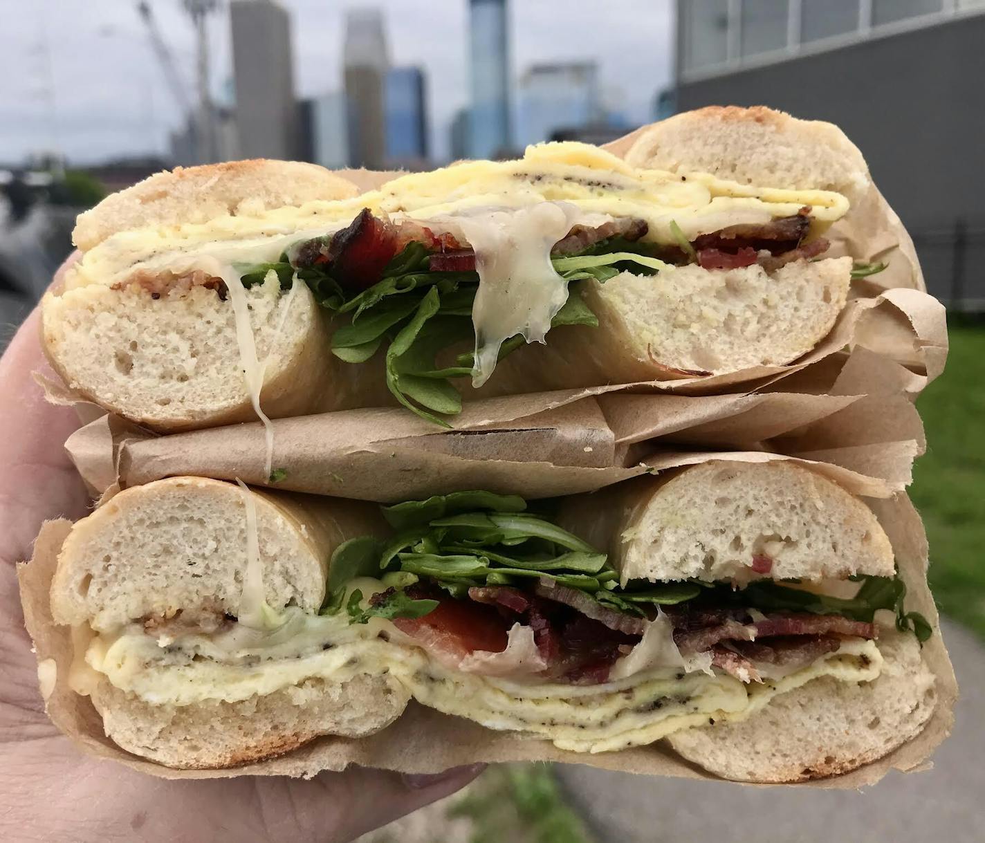 "Artisan" breakfast sandwich at Rise Bagel Co. in Minneapolis