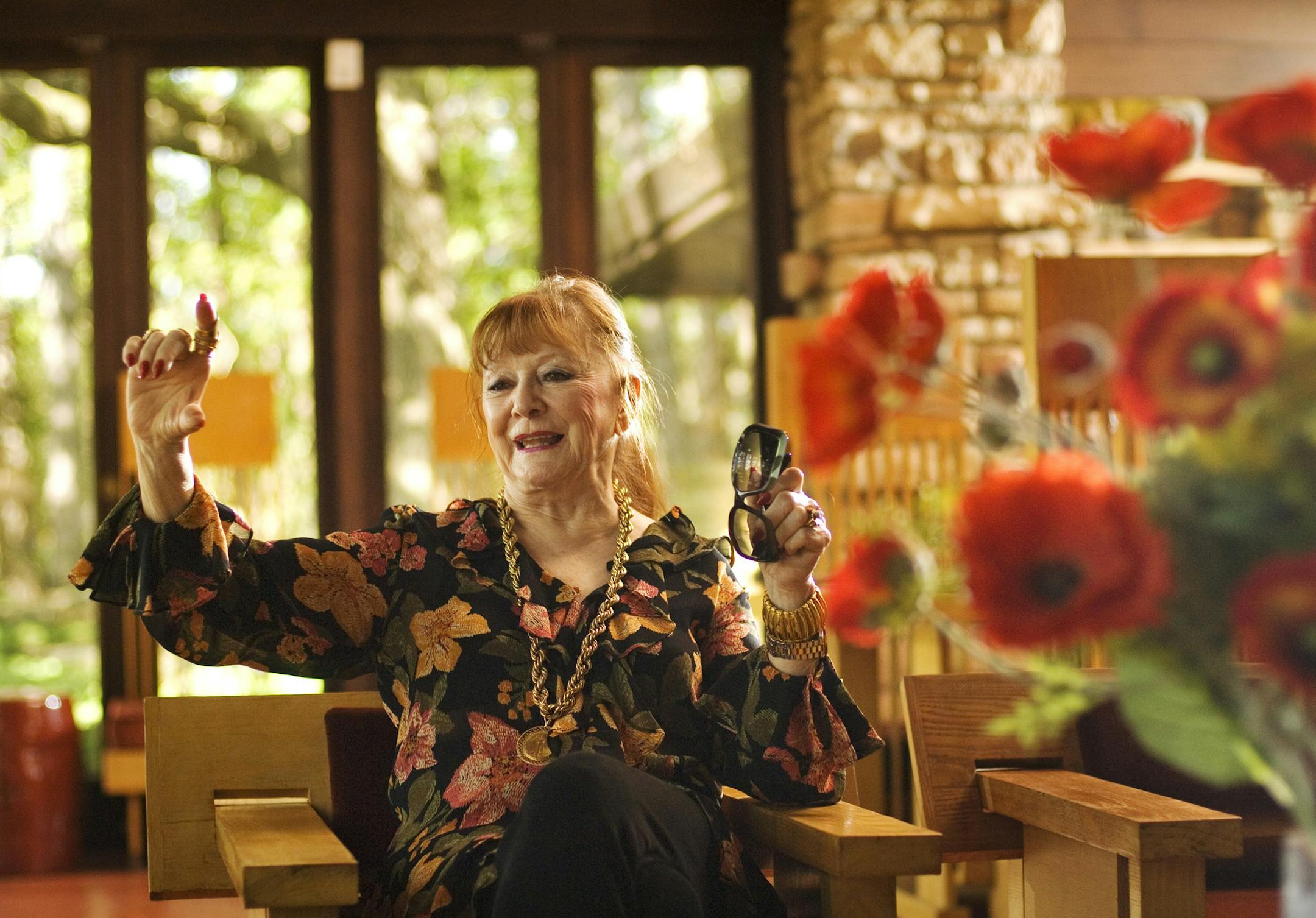 DAVID BREWSTER ï dbrewster@startribune.com Thursday_9/6/07 Eighty-two year old Virginia Lovness in the living room of the Frank Lloyd Wright designed home that she and her husband built themselves back in 1955.