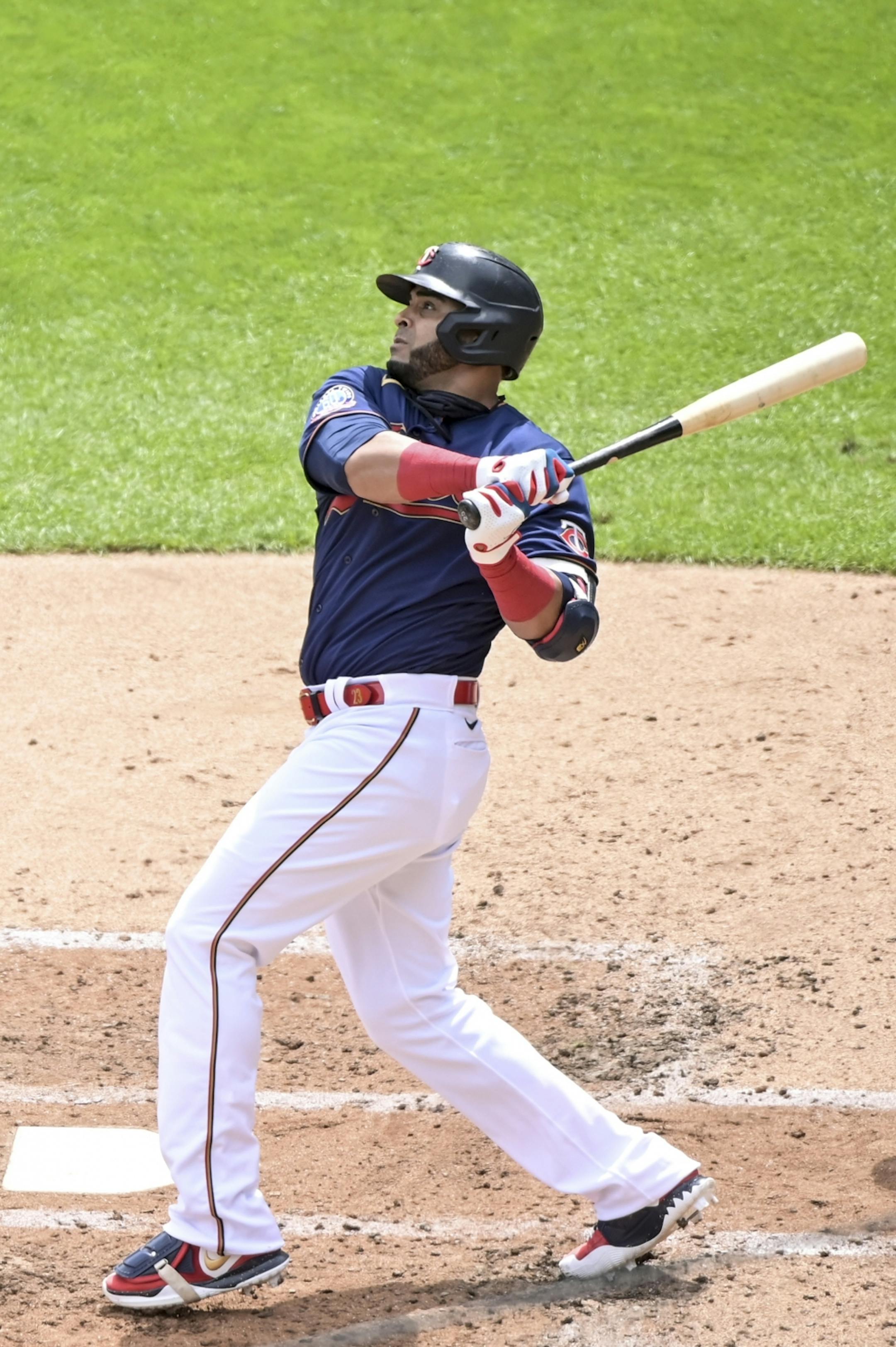 Minnesota Twins designated hitter Nelson Cruz (23) hit a 2-run home run in the bottom of the third inning against the Kansas City Royals.