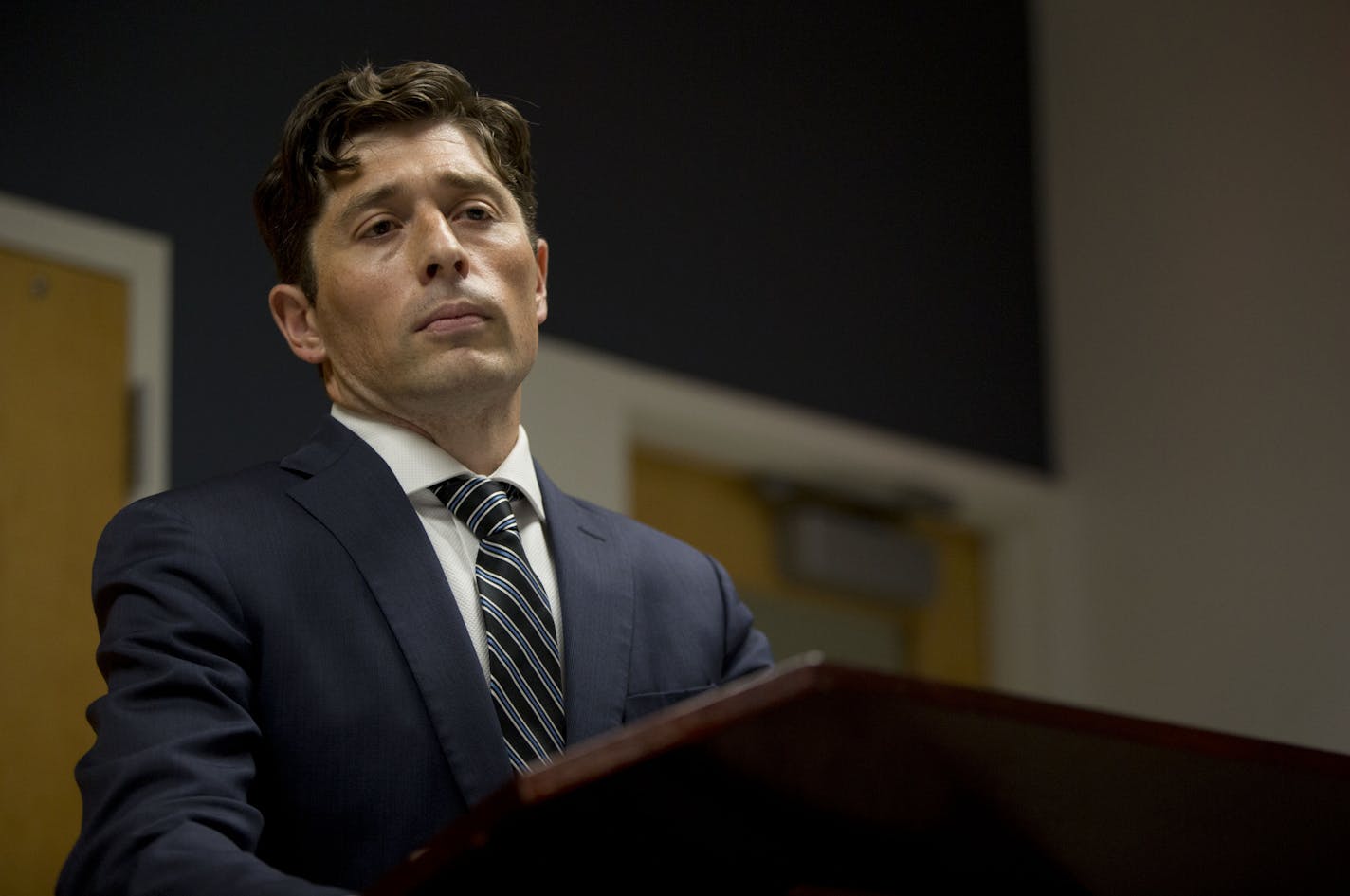 Mayor Jacob Frey answers questions from the media regarding the release of the body camera footage.. ] ALEX KORMANN &#x2022; alex.kormann@startribune.com 36 days after the shooting of Thurman Blevins in a North Minneapolis neighborhood, the city of Minneapolis released the body camera footage of the officers involved in the shooing. Mayor Jacob Frey held a press conference at the public works building on Currie Ave on Sunday night , July 29, 2018 to address questions. He would not comment on the