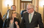 Lt. Governor Peggy Flanagan and Gov. Tim Walz during budget negotiations last month.