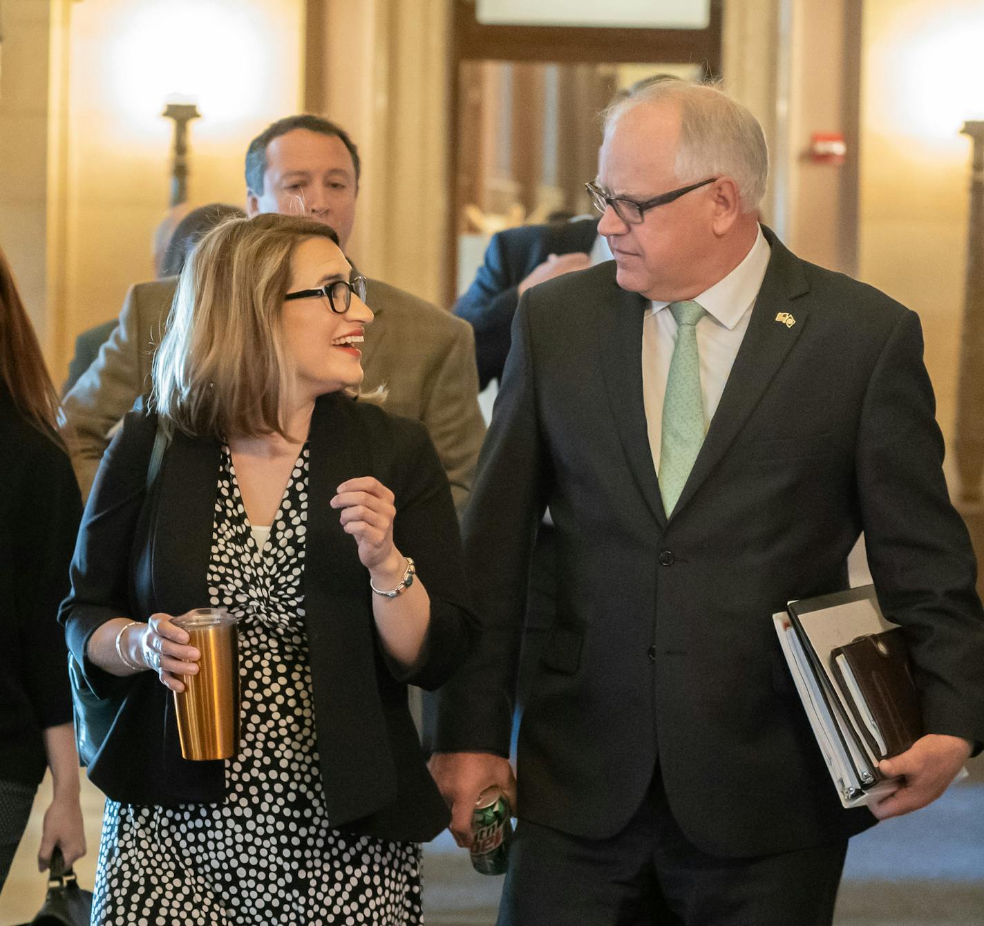 Lt. Governor Peggy Flanagan and Gov. Tim Walz during budget negotiations last month.