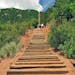 The Manitou Incline stairs follow a former cable car track near Colorado Springs, Colo.