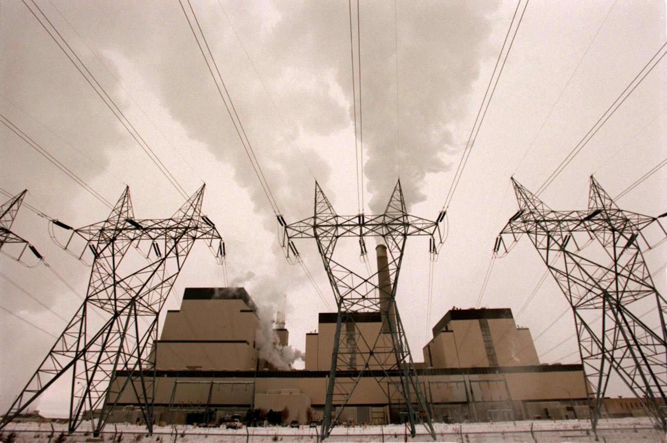Units 3, 2 and 1 of Xcel Energy's Sherco generating plant in Becker, Minn.
