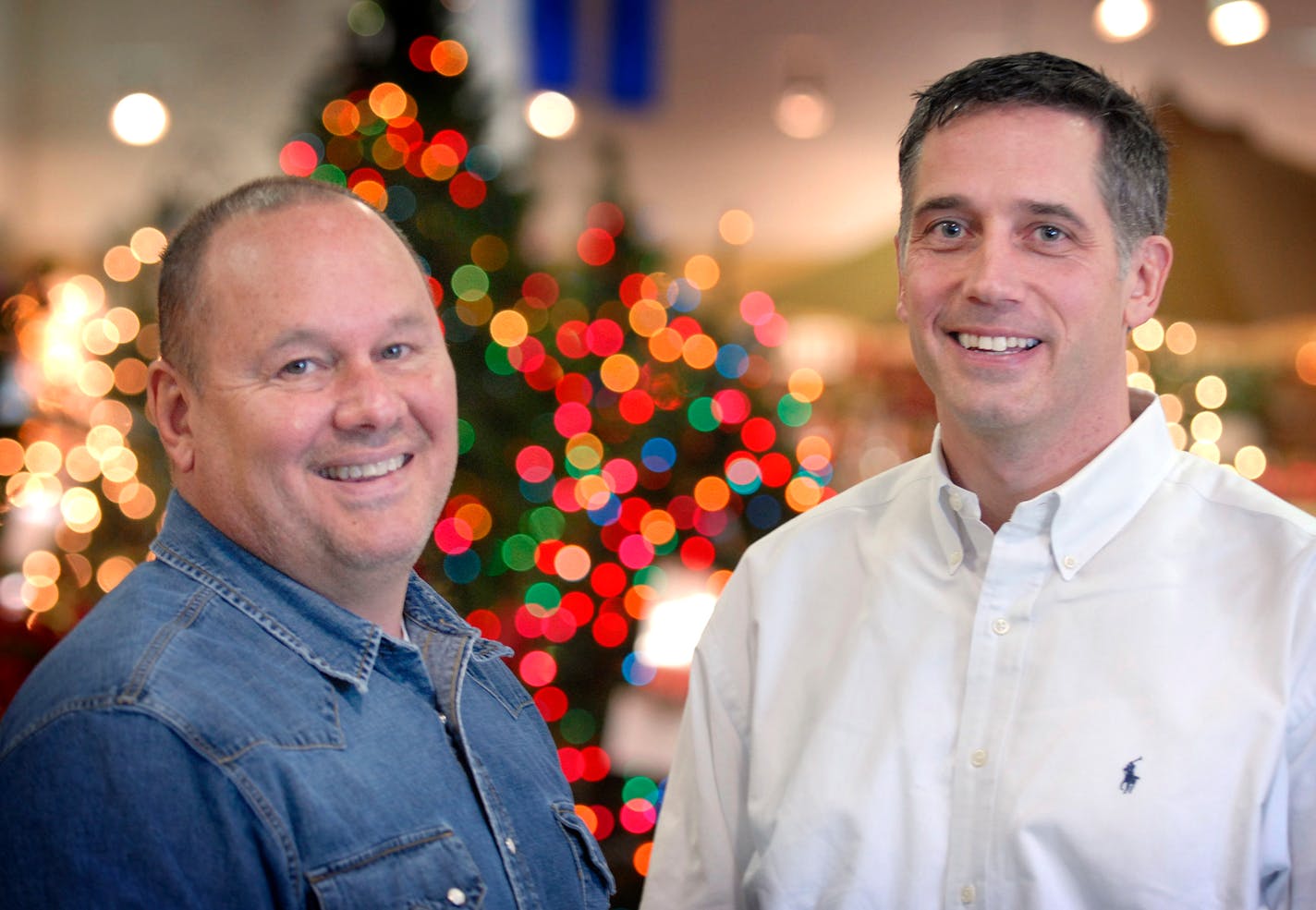 The new owners of Seasonal Concepts: Mark Smith left, and, Greg Daniel, in the Bloomington store.