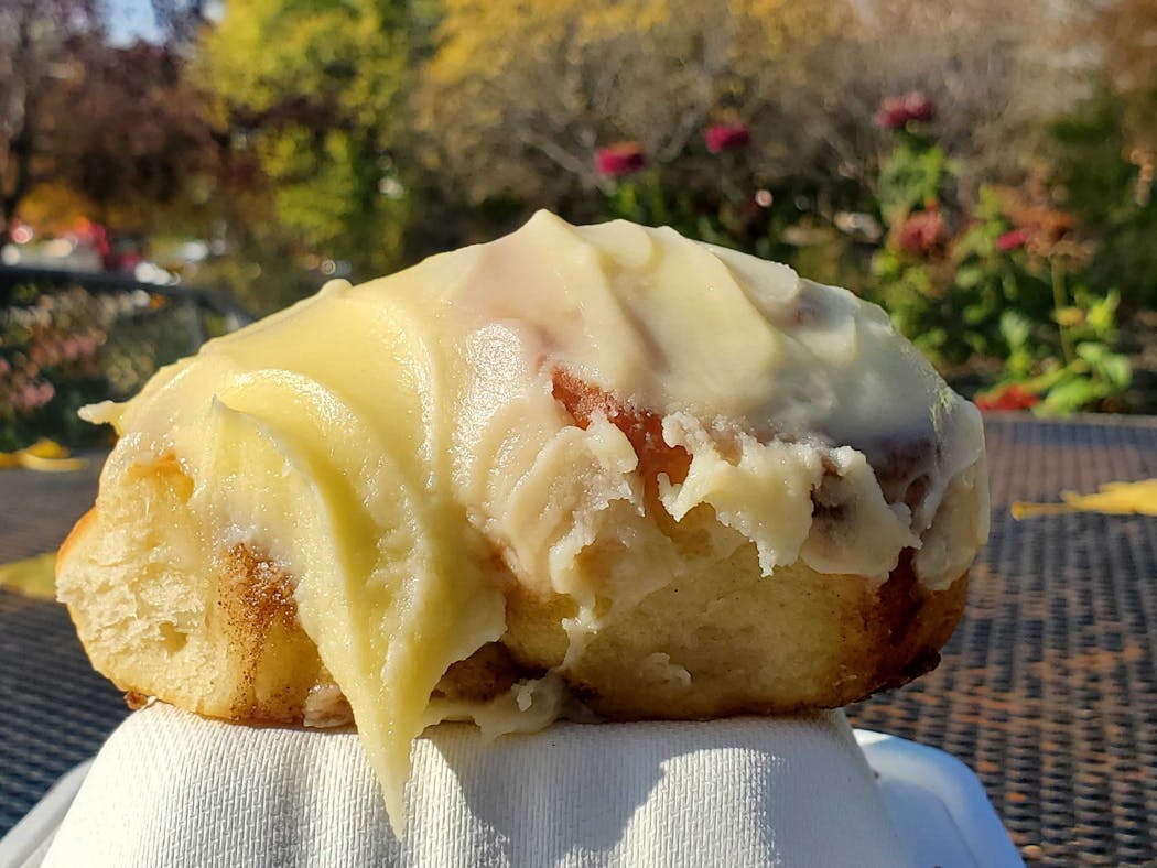 Cinnamon roll from Swede Hollow Cafe