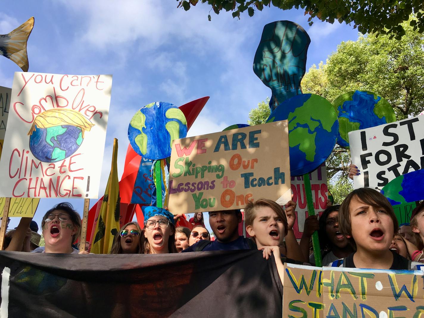 Young people gathered at Western Sculpture Park near the State Capitol in St. Paul on Friday, Sept. 20, 2019, for a youth protest calling for government action to fight climate change.