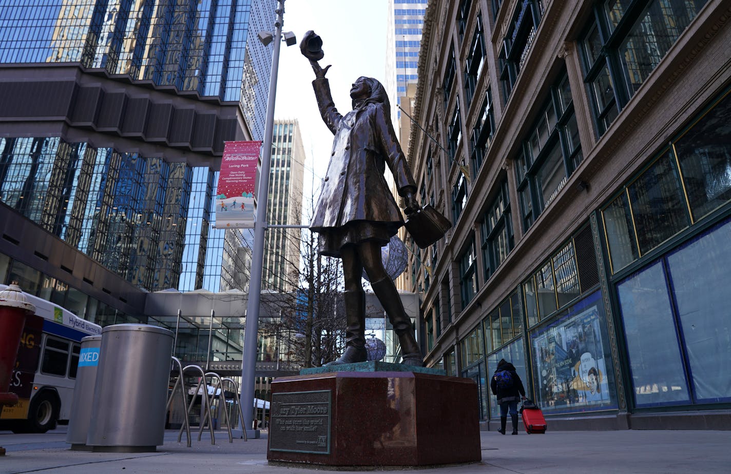 Will we make it through after all? The Mary Tyler Moore statue on Nicollet Mall in downtown Minneapolis held her ever-present smile on Saturday despite the coronavirus pandemic.