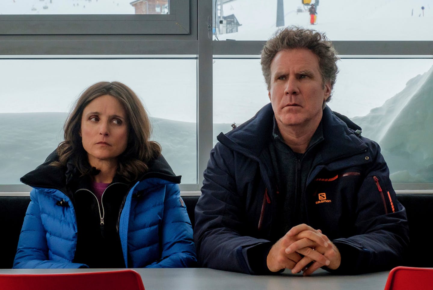 Julia Louis-Dreyfus and Will Ferrell in "Downhill," a remake of the Swedish film "Force Majeure."