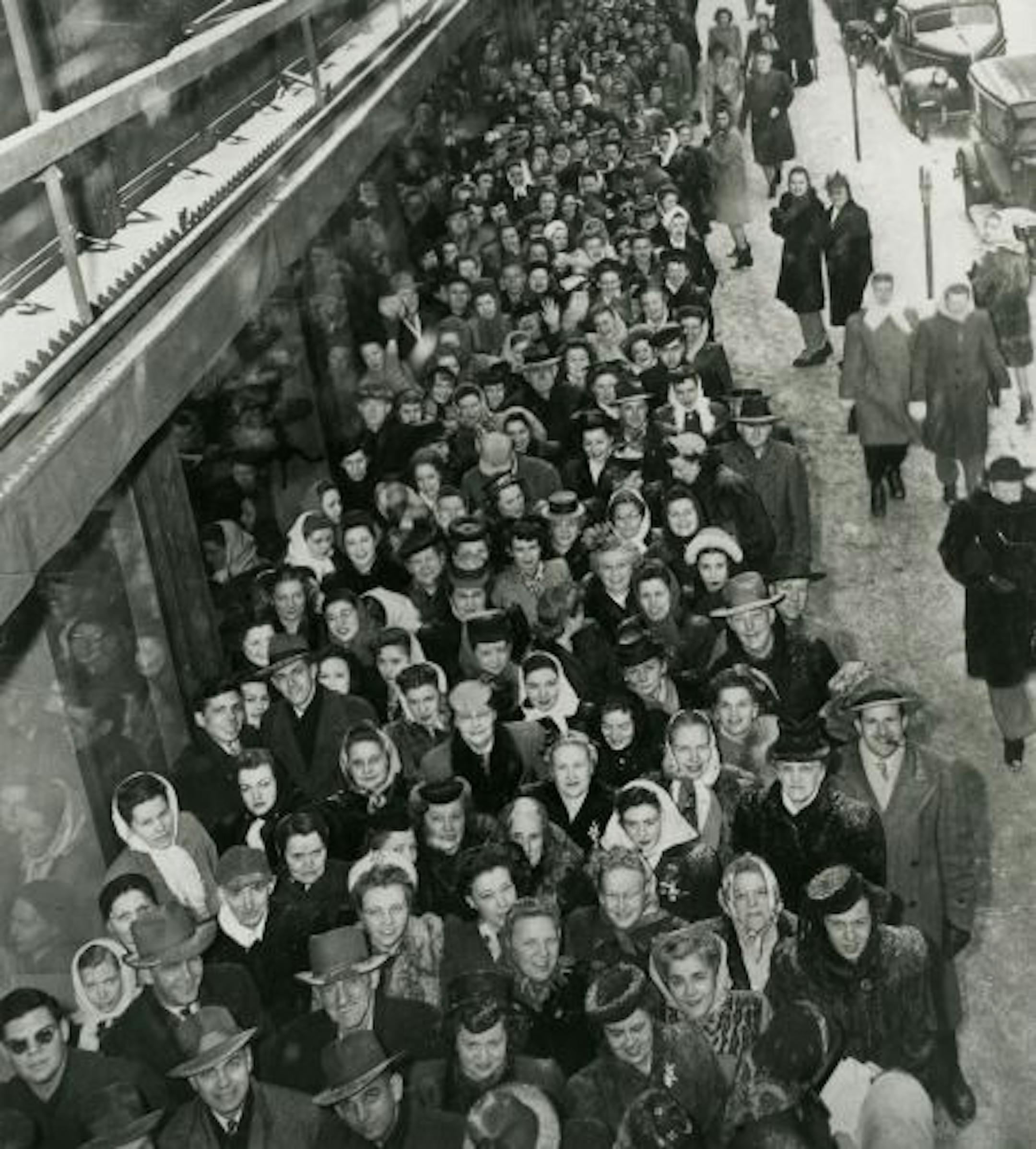 The post-blizzard lineup. "Nylon-hungry crowds undaunted by storm," declared one headline in the Minneapolis Star-Journal.