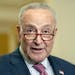 Sen. Majority Leader Chuck Schumer, D-N.Y., talks after a policy luncheon on Capitol Hill Wednesday, May 1, 2024, in Washington.