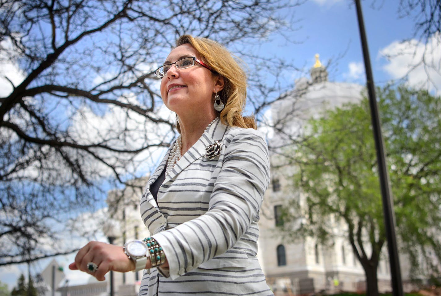 Former Congresswoman Gabrielle Giffords entered the press conference at the State Office Building. ] GLEN STUBBE * gstubbe@startribune.com Tuesday, May 3, 2016 Former Congresswoman Gabrielle Giffords, the co-founder of Americans for Responsible Solutions, joined Minnesota legislators and members of the Minnesota Coalition for Common Sense at a press conference to urge the state's leaders to do more to keep guns out of the wrong hands and save lives.