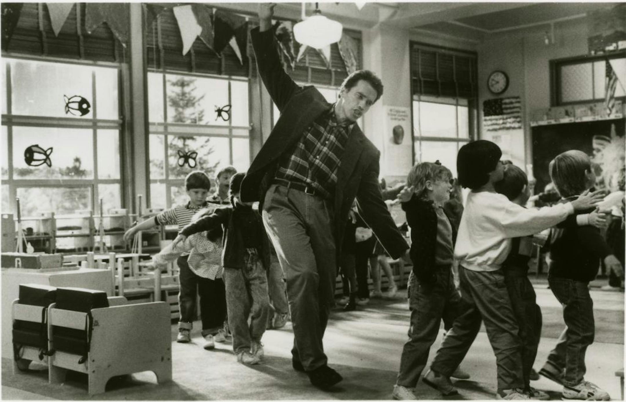 Arnold Schwarzenegger plays detective John Kimble, who finds himself teaching a kindergarten class in "Kindercarten Cop."credit: Universal