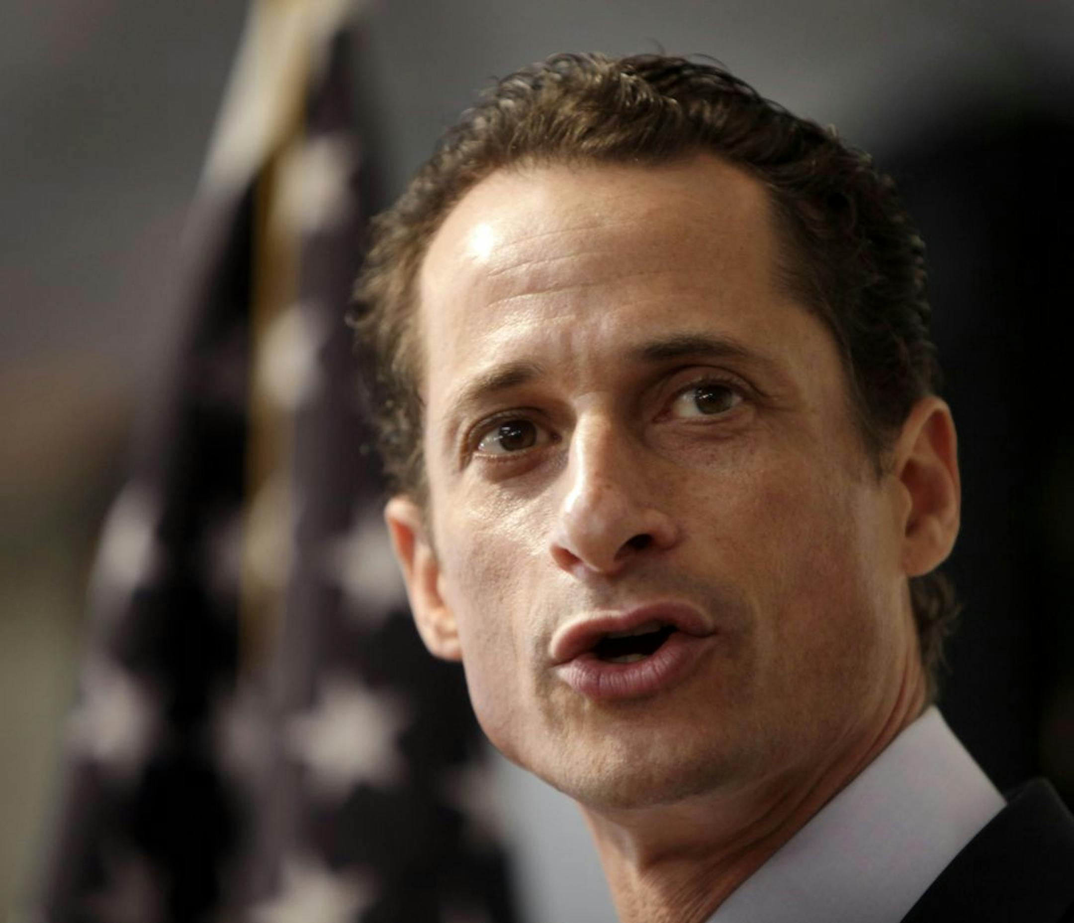 Anthony Weiner speaks to the media during a news conference in New York, Thursday, June 16, 2011. Weiner resigned after a scandal spawned by lewd photos of himself that the New York lawmaker sent online to numerous women.