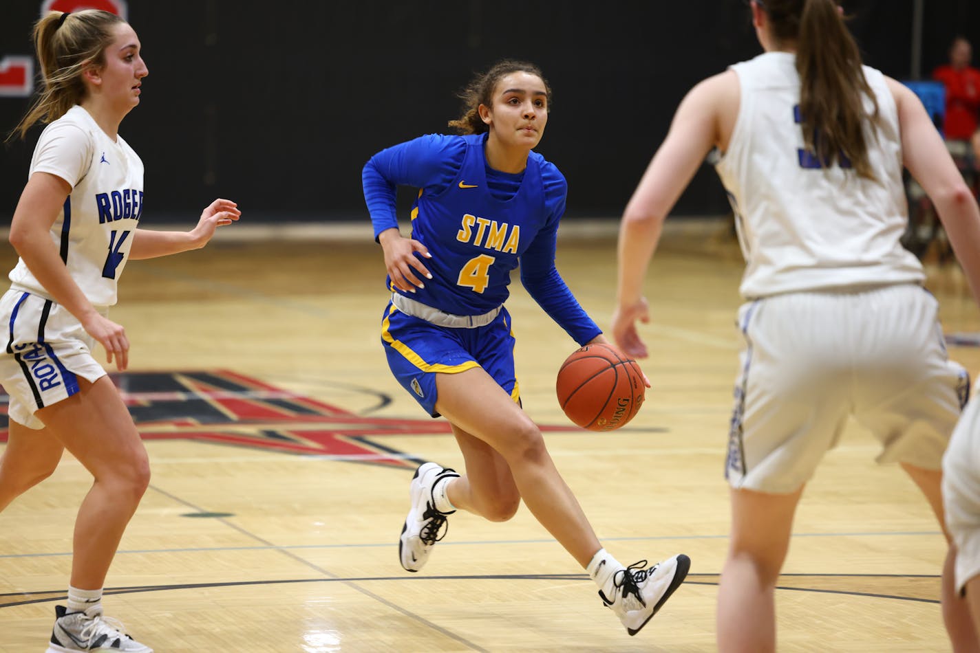 St. Michael-Albertville's Tessa Johnson poured in a game-high 30 points in the Knights' 64-54 victory over Rogers Thursday night in Monticello. Photo by Jeff Lawler, SportsEngine