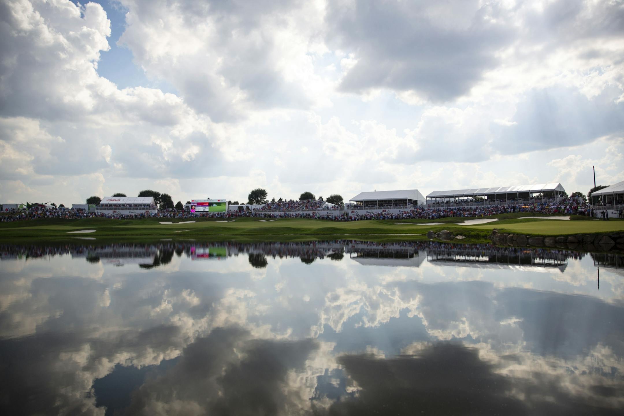 A large crowd surrounded the 18th hole at the end of the fourth day of the 3M Open. ALEX KORMANN ¥ alex.kormann@startribune.com The 3M Open wrapped up on Sunday July 7, 2019 in Blaine, MN.