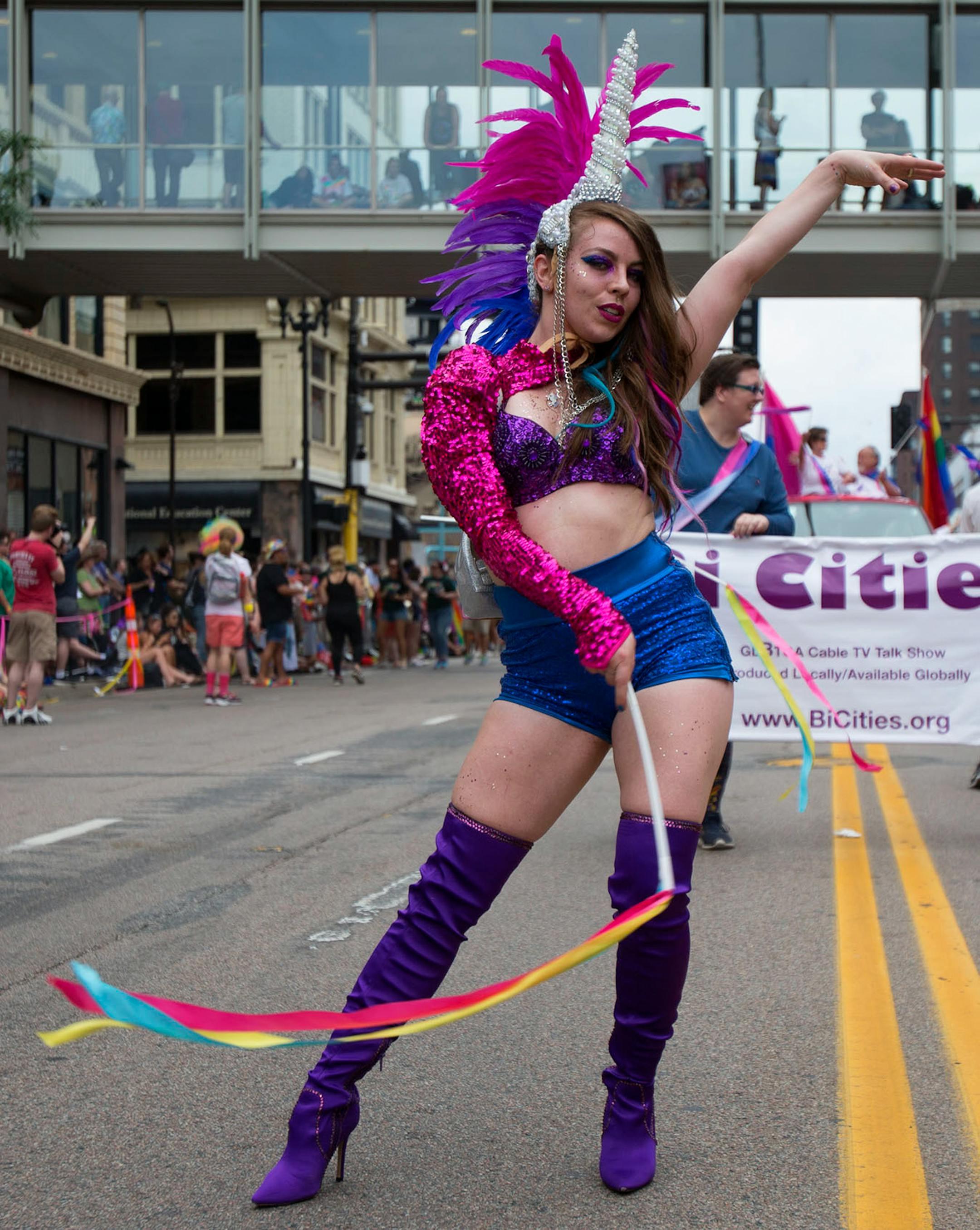 Shawna McNamara performed at the pride parade with bi-sexual organizing projects on Sunday.