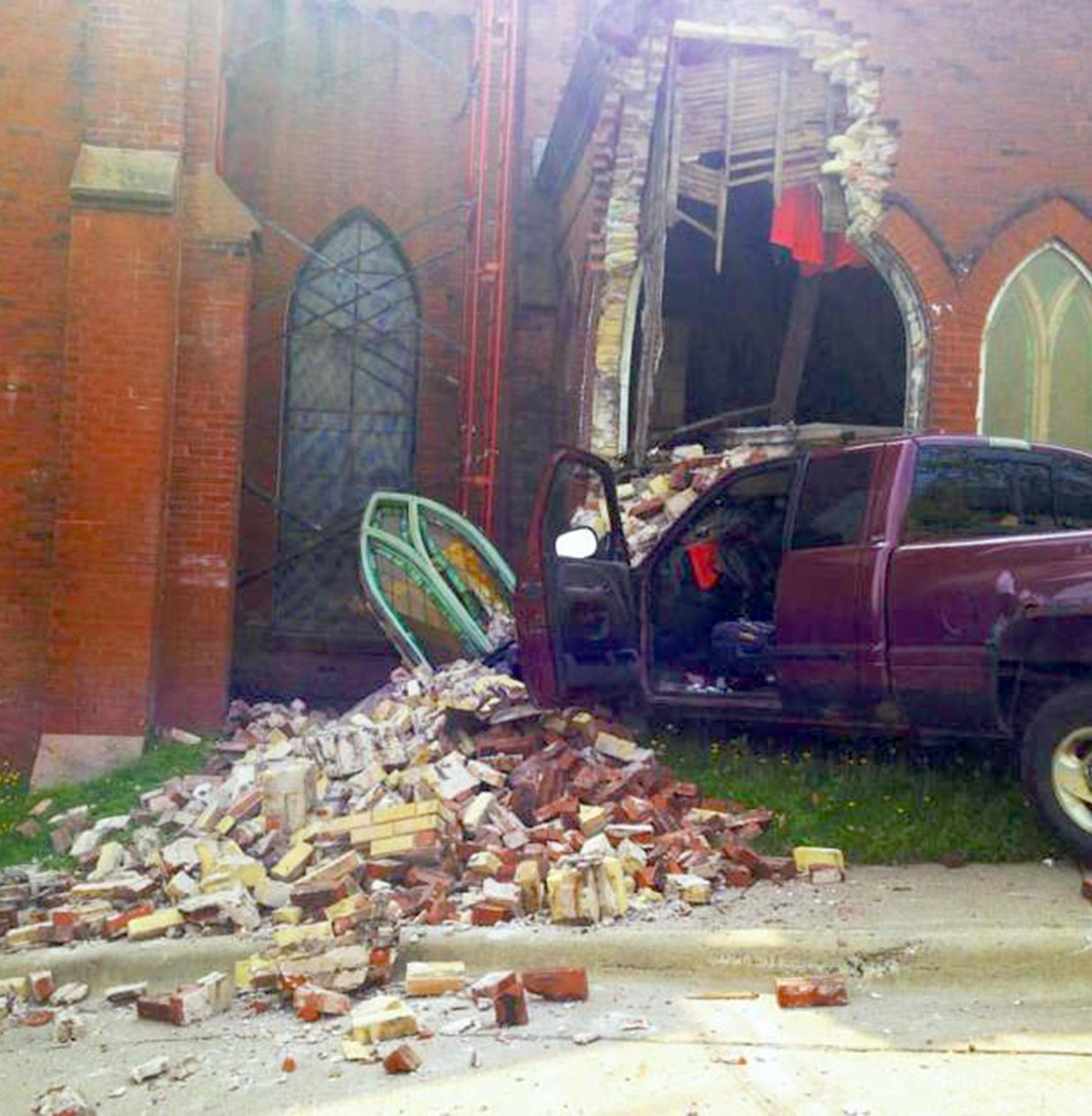 Duluth recording studio Sacred Heart Church Music Center was damaged by a runaway truck Thursday 8/27/15 and vows to rebuild. Photo credit: Mary Bue MacLean ORG XMIT: Td0ZyduuCKSVwuyMNOns