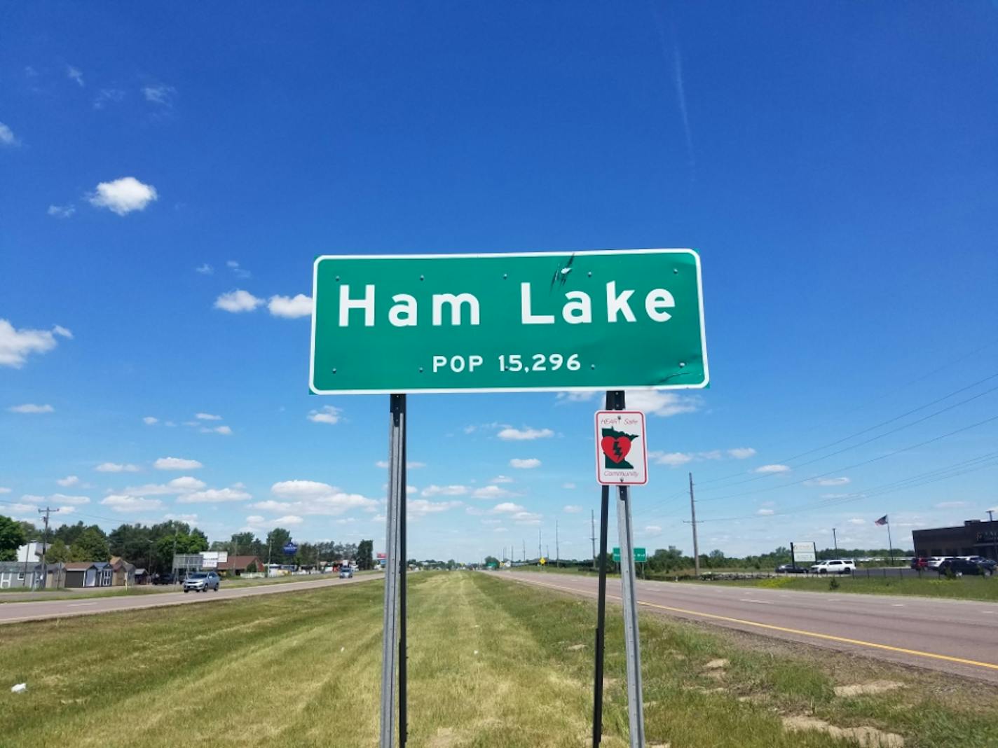 PETA wants the city of Ham Lake to change its name to "Yam Lake" and said it would help cover the costs of changing signs such as this one on Hwy. 65.