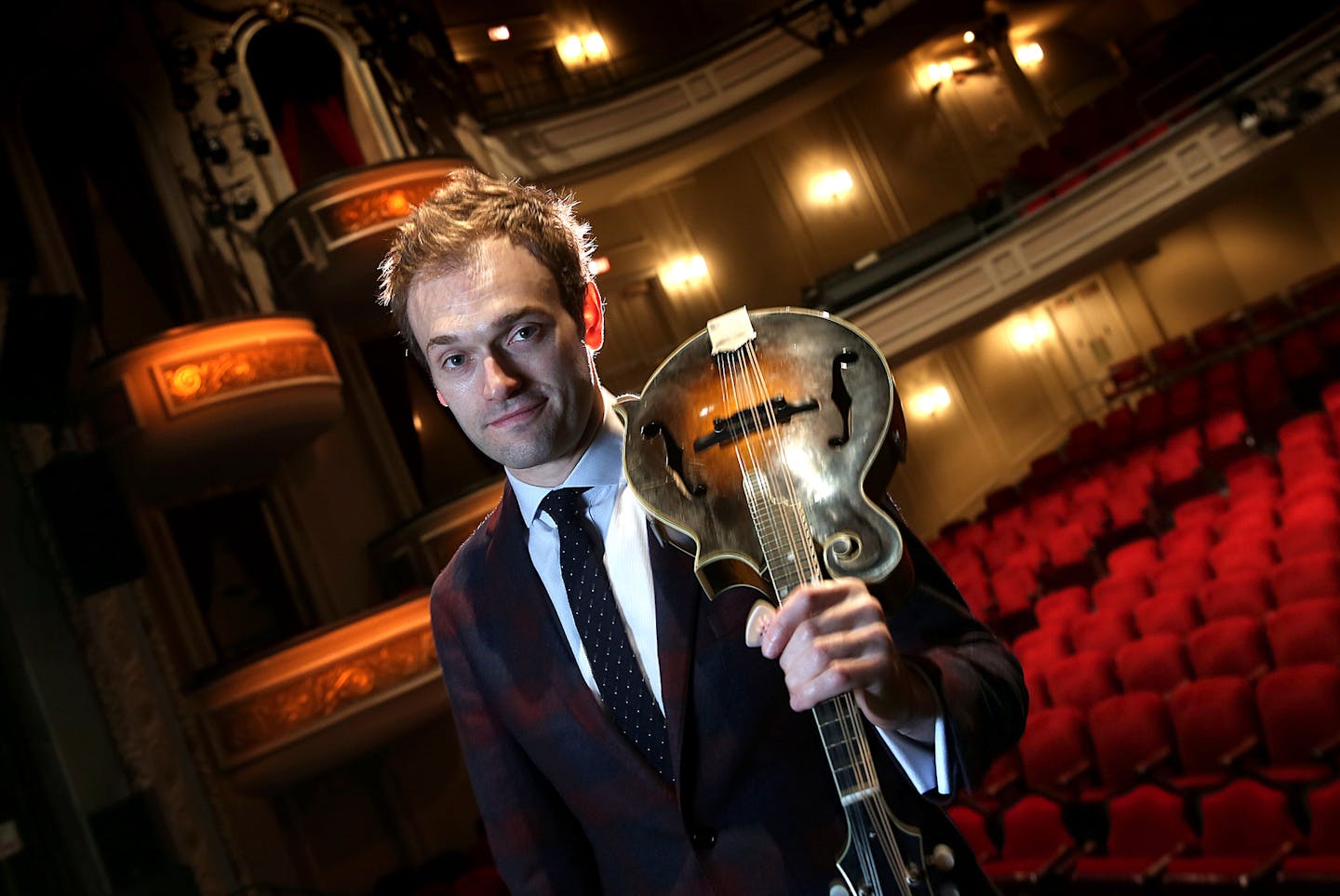 Chris Thile, at the Fitzgerald Theater, grew up listening to "A Prairie Home Companion." He will be a guest on the May 27 show as he prepares to take over as host Oct. 15.