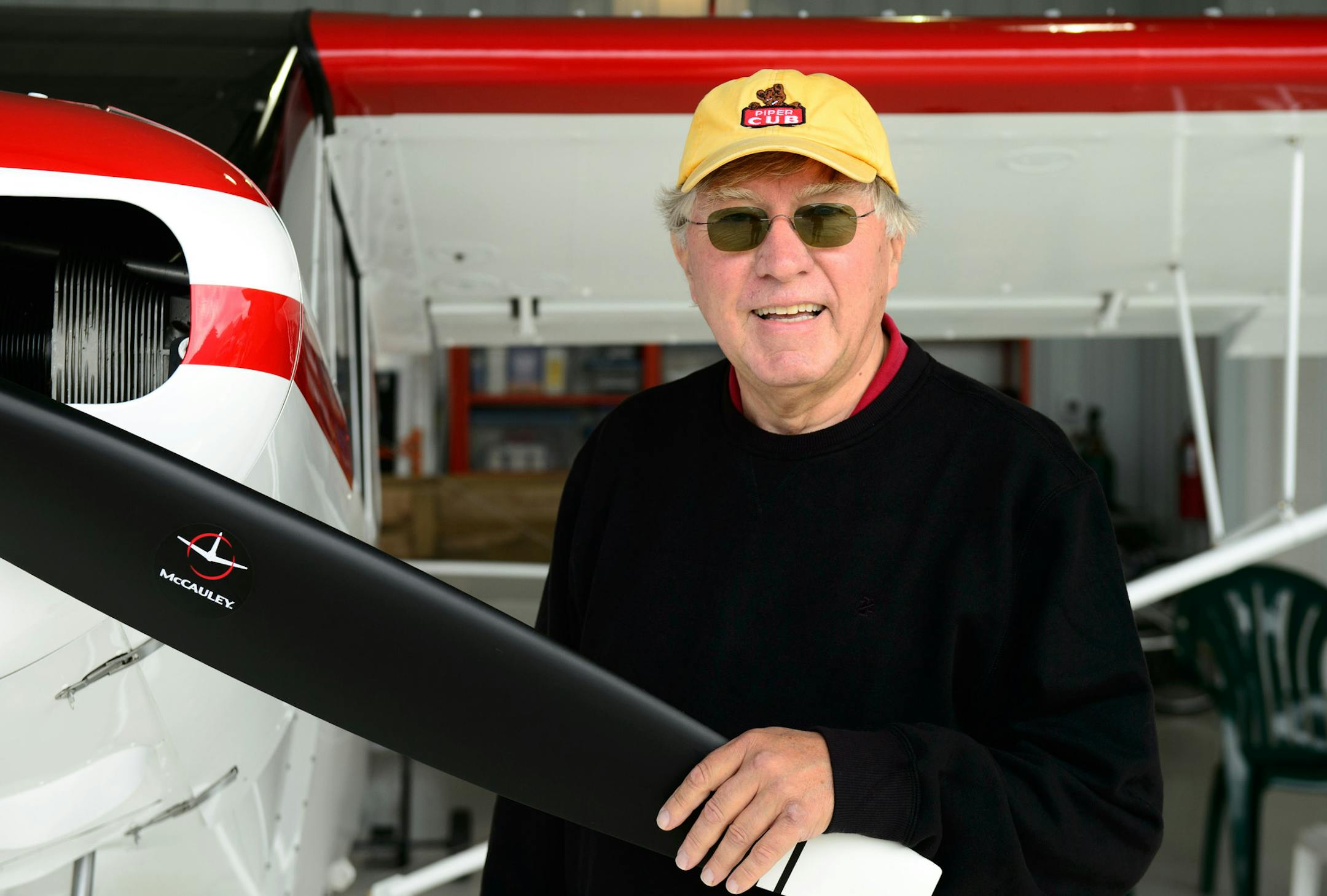 Darrel Star with his restored 1950 Piper Super Cub at the Anoka County-Blaine Airport. Thursday, September 18, 2014. ] Thursday, September 18, 2014 GLEN STUBBE * gstubbe@startribune.com