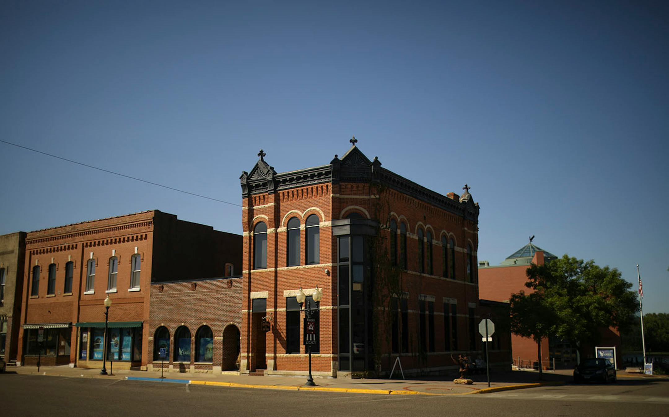 The group of four buildings that will form the basis of an expansion of the National Eagle Center in Wabasha. The current Eagle Center can been seen at right rear.