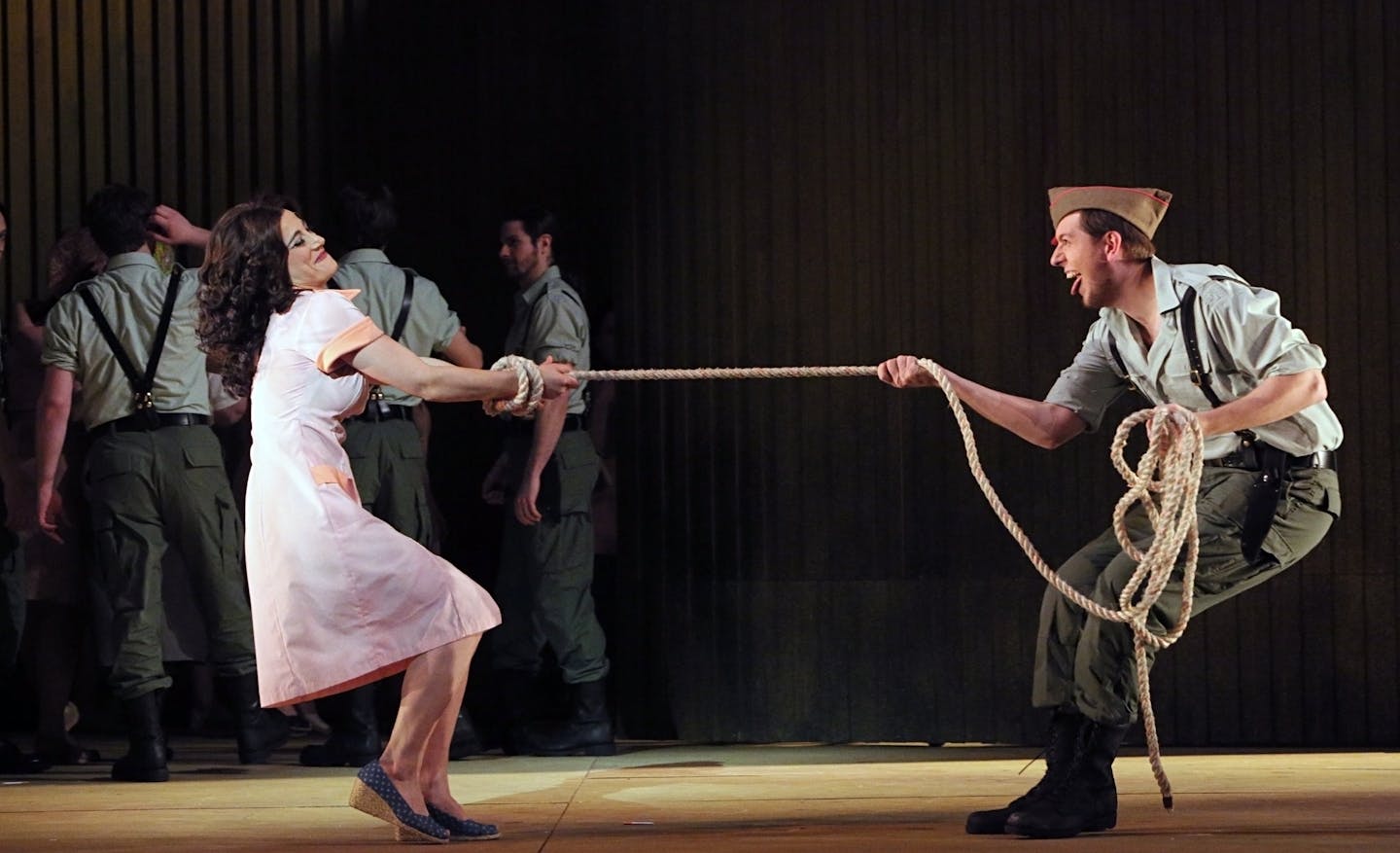 Nora Sourouzian as Carmen and Gerard Michael D&#x2019;Emilio as Morales in the Minnesota Opera production of &#x201c;Carmen.&#x201d;