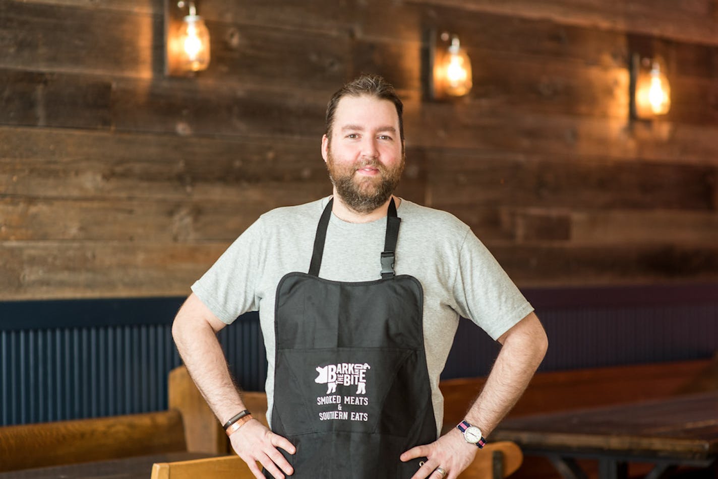 Chef Noah Miller inside Bark and the Bite's new home in St. Paul