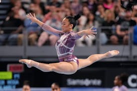 Suni Lee competes in the floor exercise during the U.S. gymnastics championships on May 31 in Fort Worth, Texas.