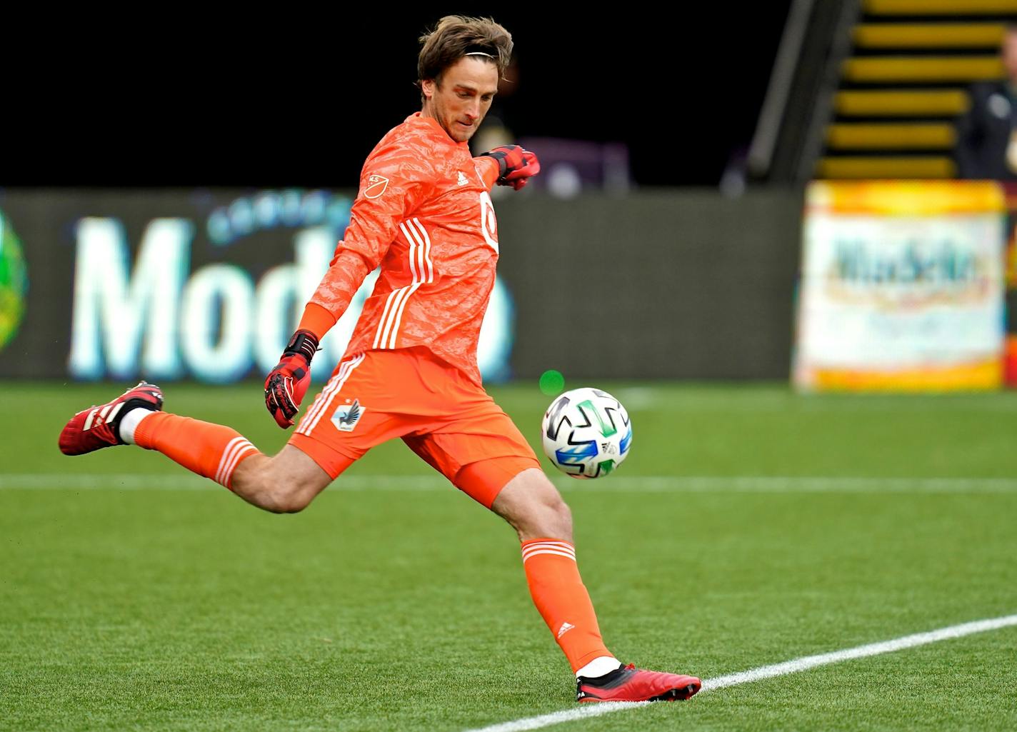 Minnesota United goalkeeper Tyler Miller (1) during a preseason match against the New England Revolution on Feb.16 at Providence Park in Portland, Ore.