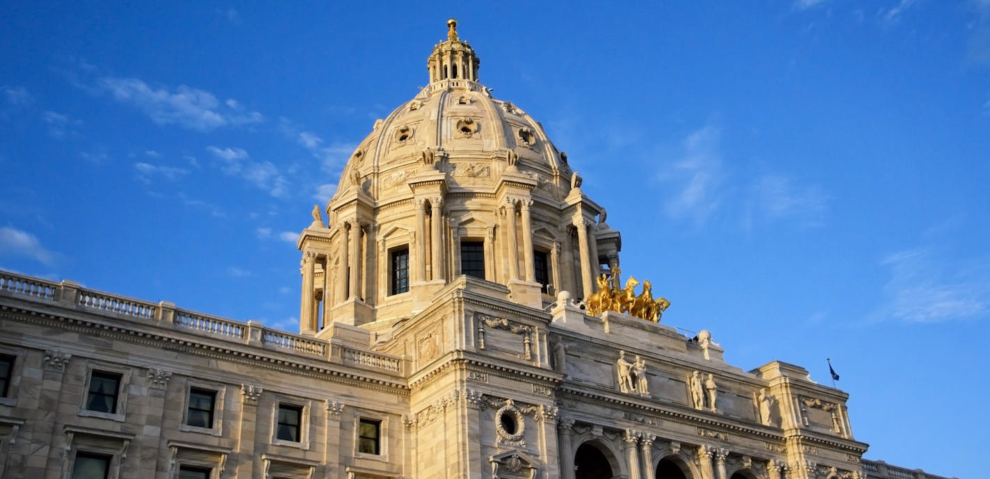 The Minnesota State Capitol in the evening sun.