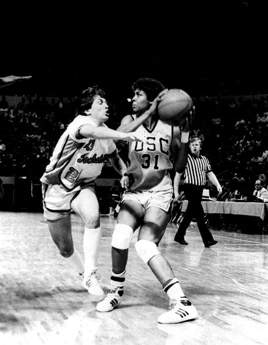 Former Lester Prairie star Kay Konerza Bachert guarded college basketball Hall of Famer Cheryl Miller of USC in 1983, which was Konerza's first year at Louisiana Tech.