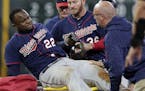 Miguel Sano grimaced as he was helped onto a cart last week after injuring his left leg sliding into second base. Sano hasn't played since.