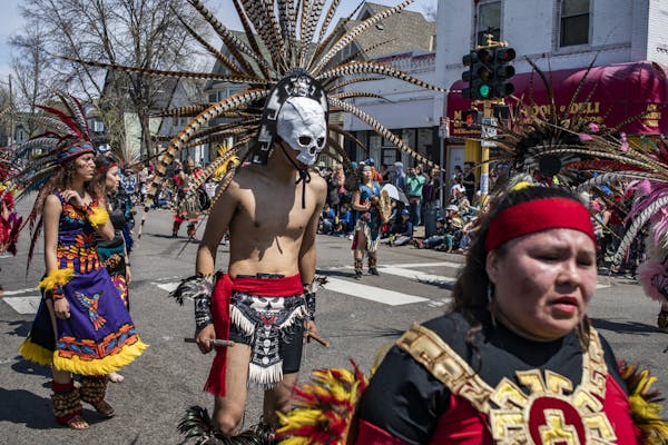 Dancers celebrating Aztec traditions were part of this year's annual May Day Parade, put on by In the Heart of the Beast Puppet and Mask Theatre.