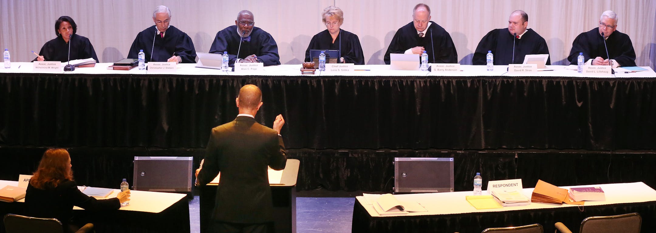 The Minnesota Supreme Court heard a murder case at Edison High School Monday May 11, 2015 in Minneapolis, MN. ] Justice Alan Page, who is retiring in July, started the program.] Jerry Holt/ Jerry.Holt@Startribune.com