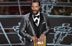 Matthew McConaughey presents the award for best actress in a leading role at the Oscars on Sunday, Feb. 22, 2015, at the Dolby Theatre in Los Angeles.